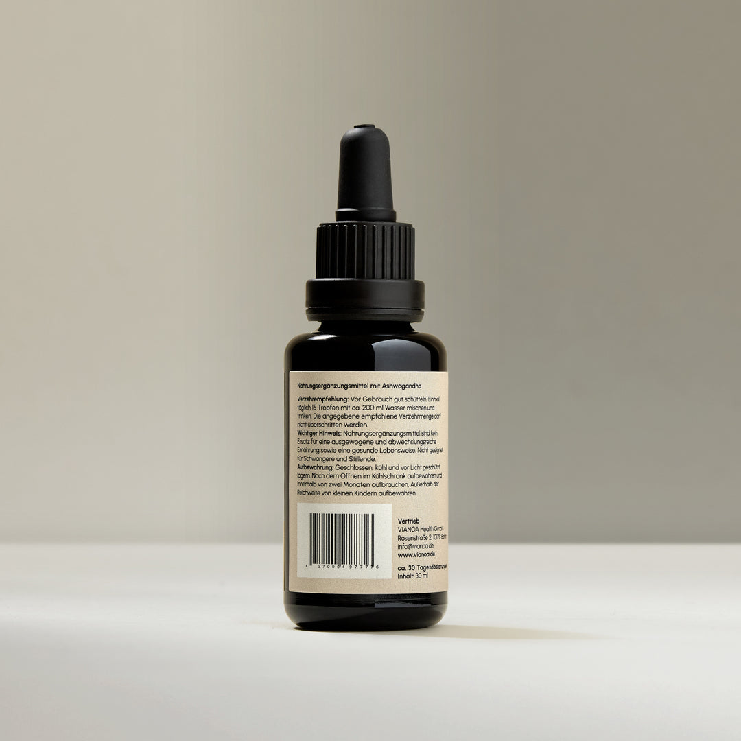 Rückseite der VIANOA Ashwagandha Tropfen