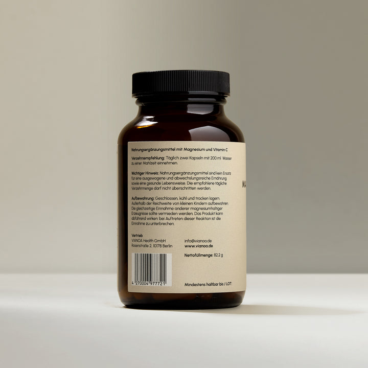Rückseite der VIANOA Magnesium Komplex Kapseln