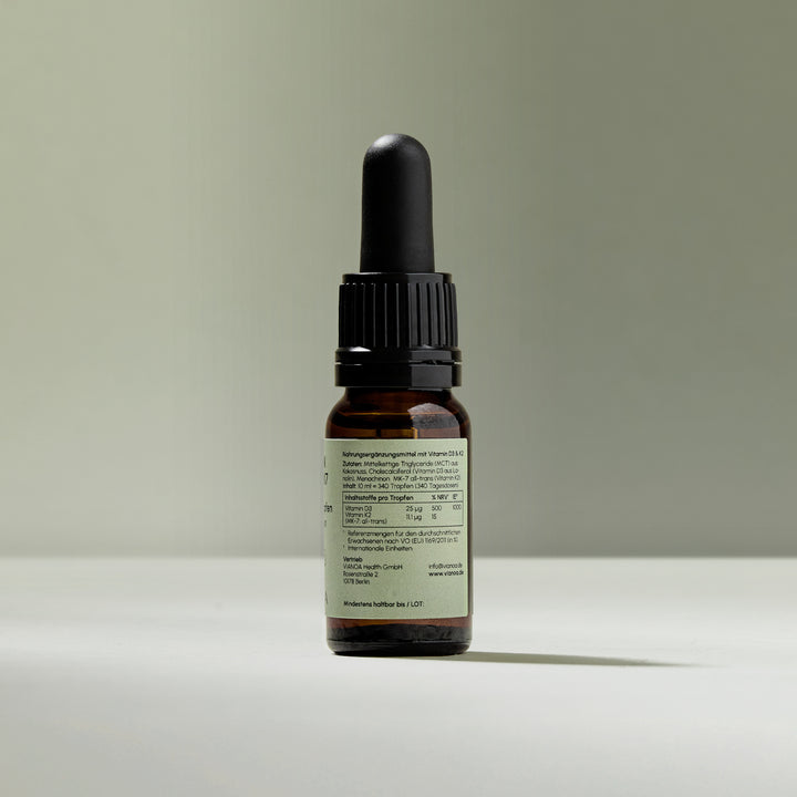 Nährwerttabelle der VIANOA Vitamin D3 K2 Mk7 Tropfen