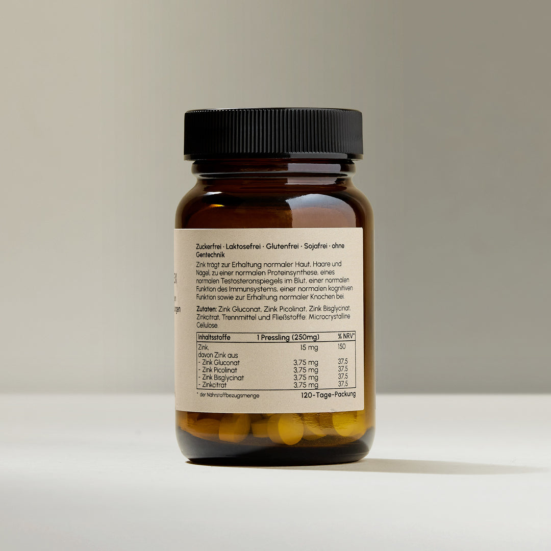 Nährwerttabelle der VIANOA Zink Komplex Tabletten
