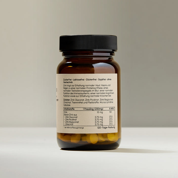 Nährwerttabelle der VIANOA Zink Komplex Tabletten